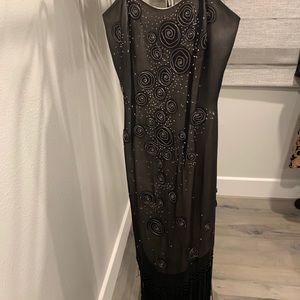 Black silk evening dress